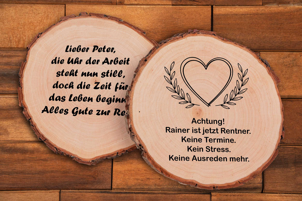 Baumscheibe mit Gravur nach Wunsch personalisiert