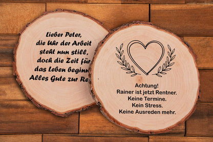 Baumscheibe mit Gravur nach Wunsch personalisiert