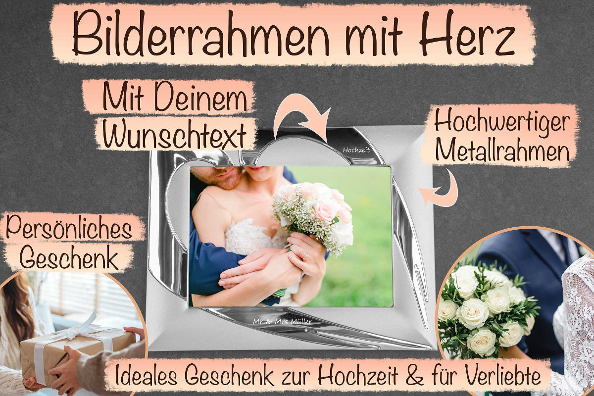 Bilderrahmen personalisiert mit Wunschgravur mit Herz-Rahmen