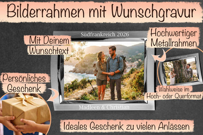 Bilderrahmen personalisiert mit Wunschgravur und Metallrahmen