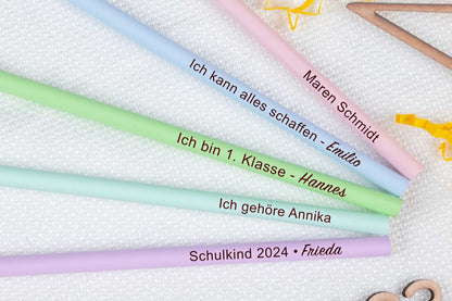 Bleistift mit Namen personalisiert in Pastellfarben