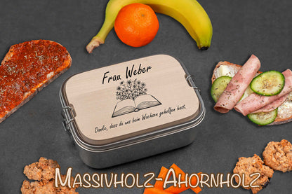 Brotdose personalisiert mit Namen mit Holzdeckel