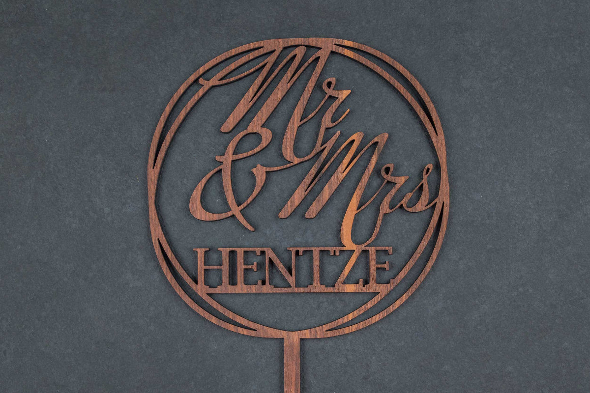 Cake Topper Mr & Mrs aus Holz • Kuchenstecker