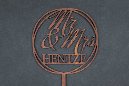 Cake Topper Mr & Mrs aus Holz • Kuchenstecker