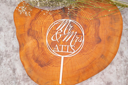 Cake Topper Mr & Mrs aus Holz • Kuchenstecker