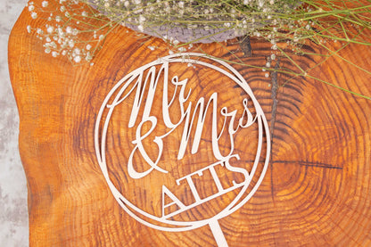 Cake Topper Mr & Mrs aus Holz • Kuchenstecker