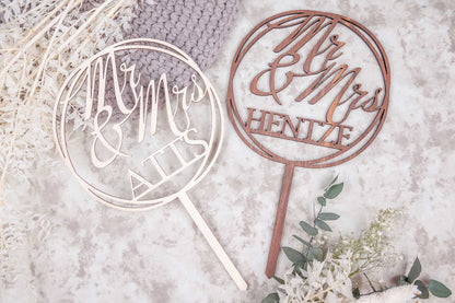 Cake Topper Mr & Mrs aus Holz • Kuchenstecker