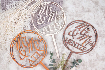 Cake Topper Mr & Mrs aus Holz • Kuchenstecker