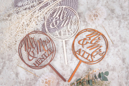 Cake Topper Mr & Mrs aus Holz • Kuchenstecker