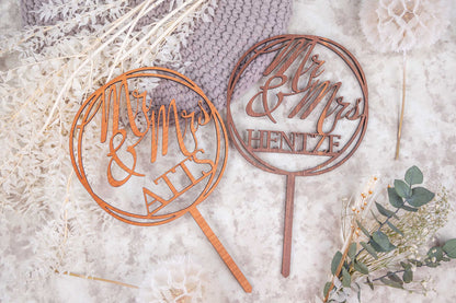 Cake Topper Mr & Mrs aus Holz • Kuchenstecker