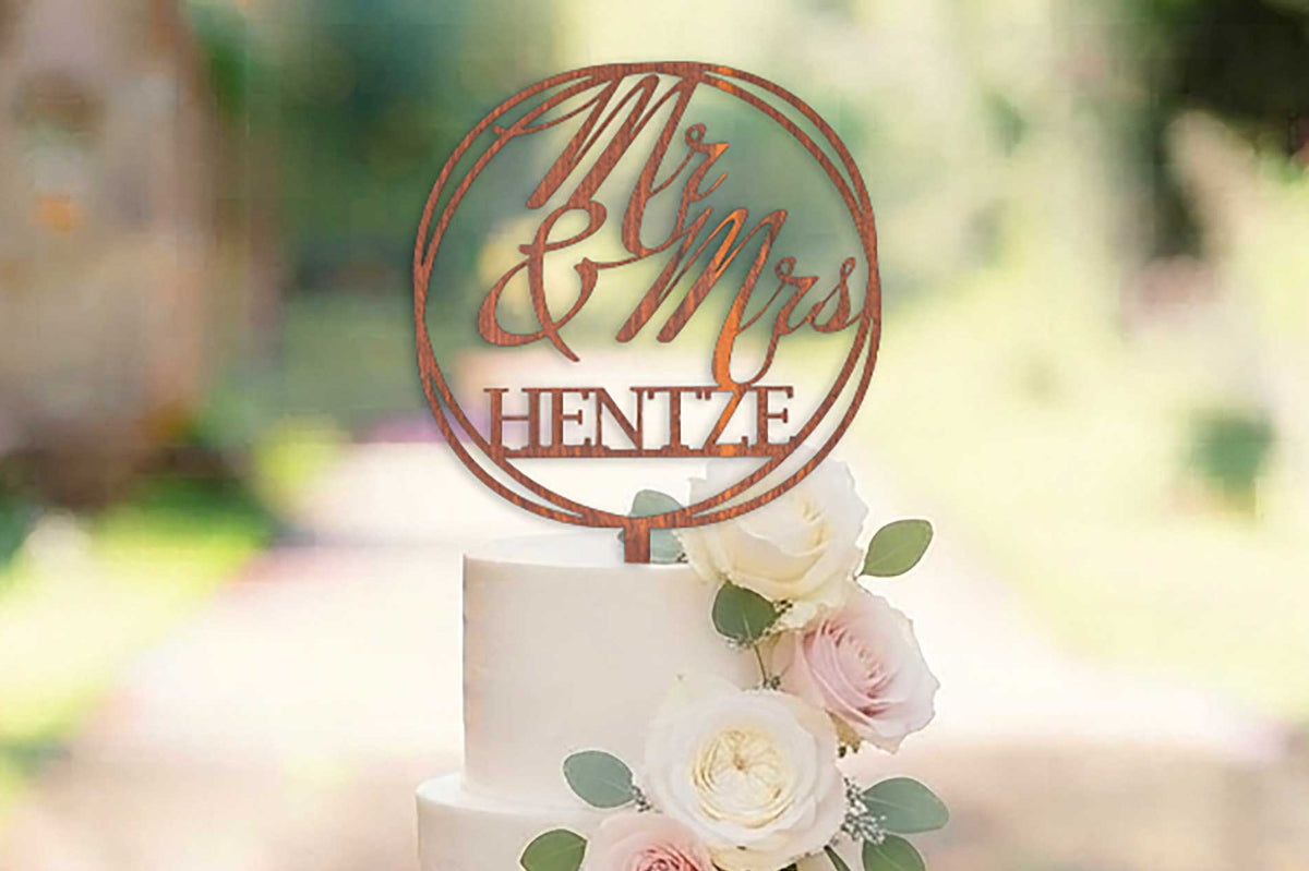 Cake Topper Mr & Mrs aus Holz • Kuchenstecker
