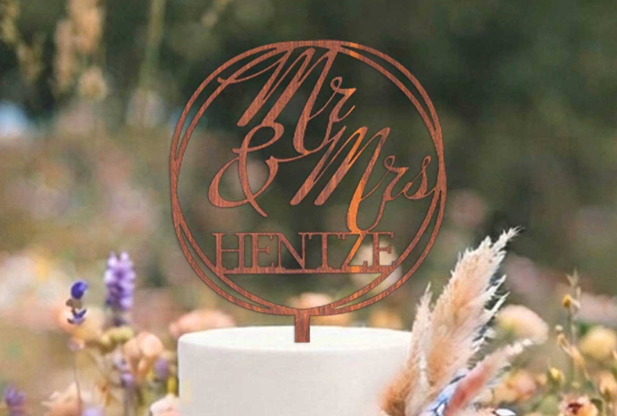Cake Topper Mr & Mrs aus Holz • Kuchenstecker