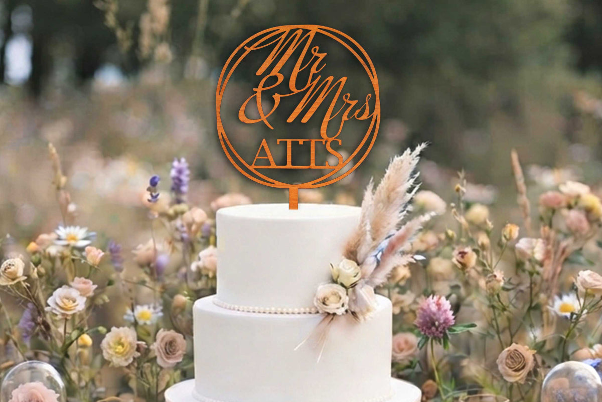 Cake Topper Mr & Mrs aus Holz • Kuchenstecker