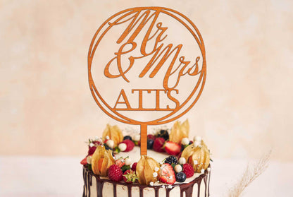 Cake Topper Mr & Mrs aus Holz • Kuchenstecker