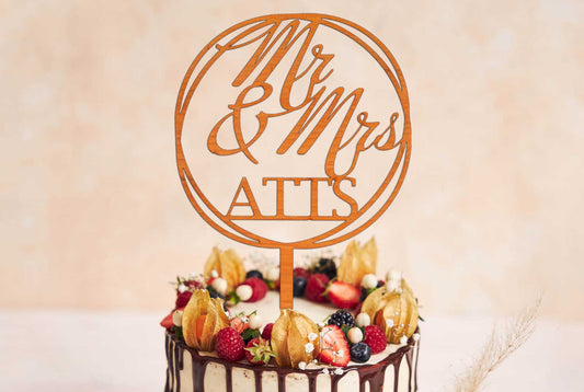 Cake Topper Mr & Mrs aus Holz • Kuchenstecker