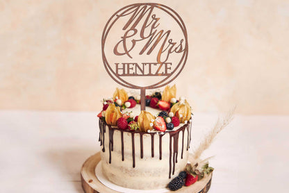 Cake Topper Mr & Mrs aus Holz • Kuchenstecker