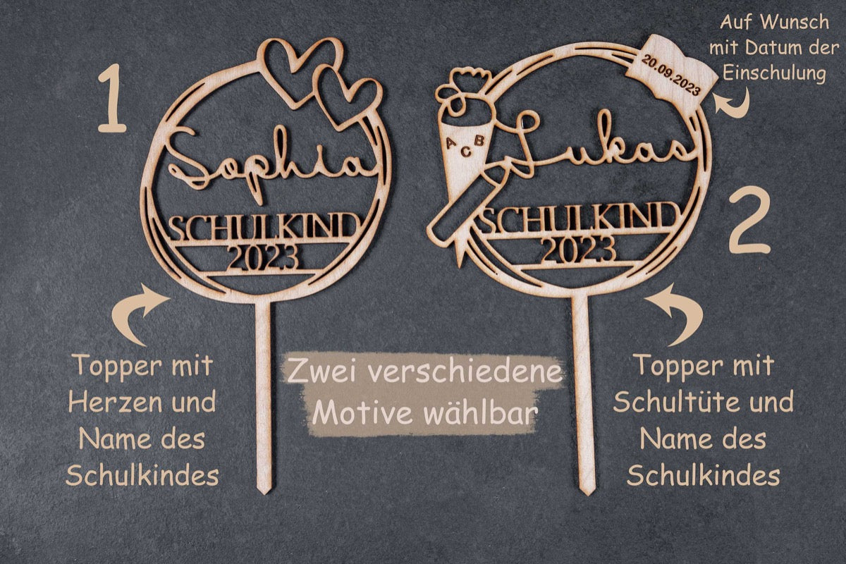 Personalisierter Cake Topper Schulkind Set