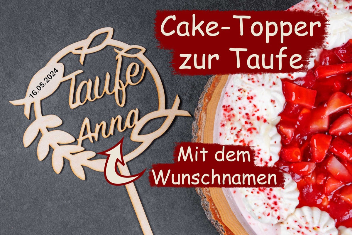 Personalisierter Cake Topper Fische zur Taufe