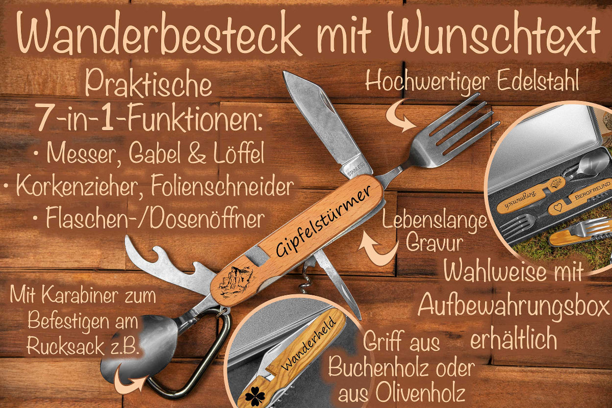 Wanderbesteck personalisiert • Campingbesteck