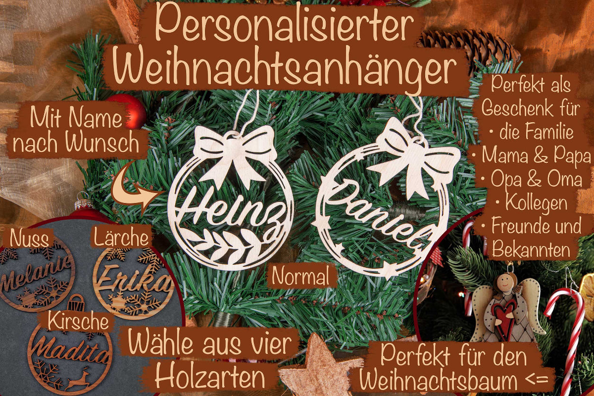 Personalisierter Tannenbaumanhänger mit Namen