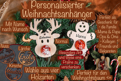 Christbaumanhänger personalisiert mit Namen für Praline