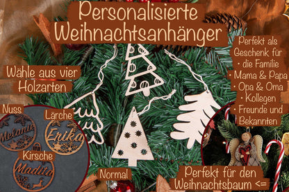 Tannenbäume im Set personalisiert als Christbaumschmuck