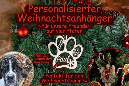 Personalisierter Pfoten Christbaumschmuck mit Namen