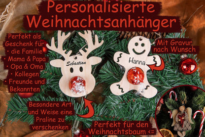 Christbaumanhänger personalisiert mit Namen für Praline