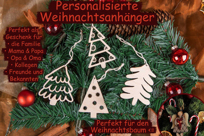 Tannenbäume im Set personalisiert als Christbaumschmuck