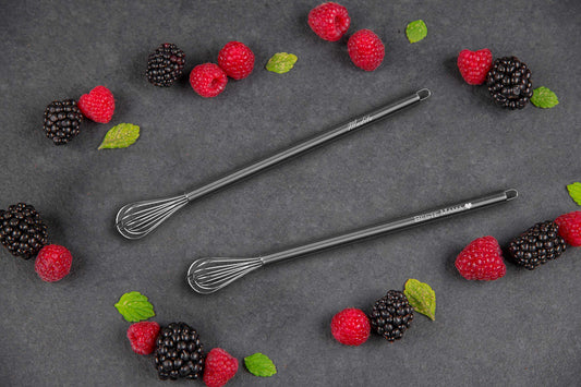 Tassen Schneebesen mit Namen personalisiert aus Edelstahl - Cocktail-Quirl