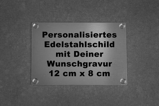 Personalisiertes rechteckiges Edelstahlschild mit Deiner Wunschgravur