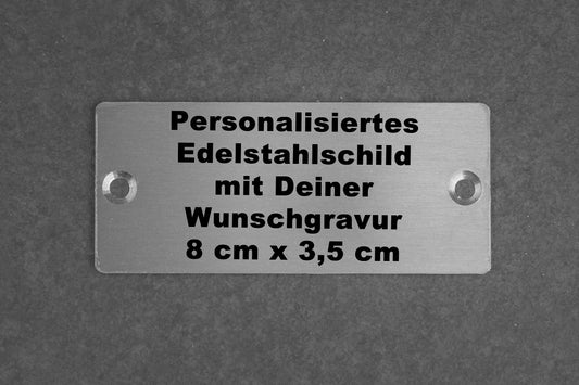 Personalisiertes kleines rechteckiges Edelstahlschild