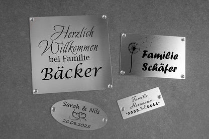 Premium Klingelschild Türschild Namensschild Briefkastenschild personalisiert aus Edelstahl wetterfest
