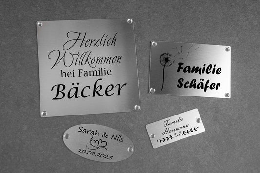 Premium Klingelschild Türschild Namensschild Briefkastenschild personalisiert aus Edelstahl wetterfest