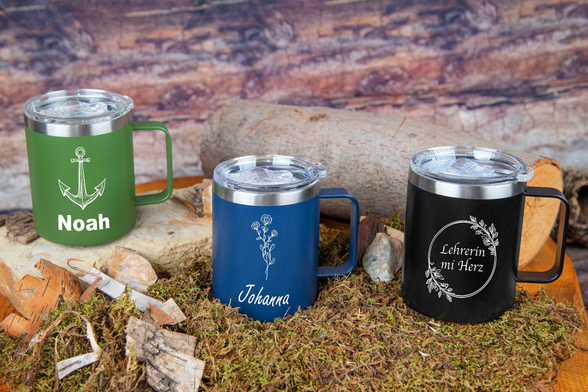 Thermobecher personalisiert mit Name - Edelstahl Trinkbecher