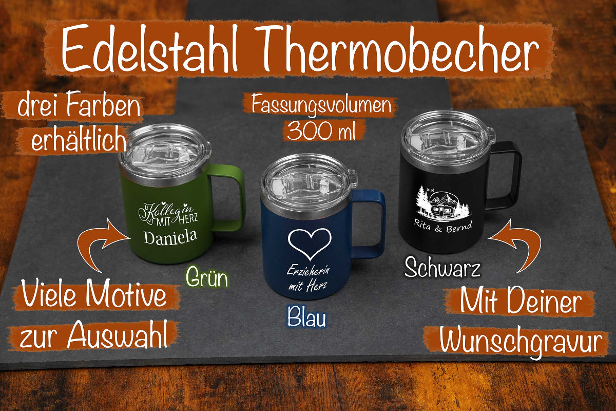 Thermobecher personalisiert mit Name - Edelstahl Trinkbecher