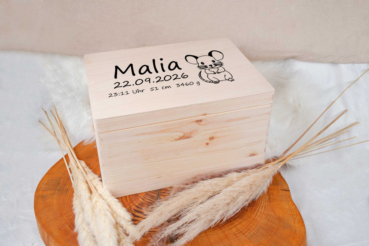 Personalisierte Erinnerungskiste mit Wunschgravur für Kinder