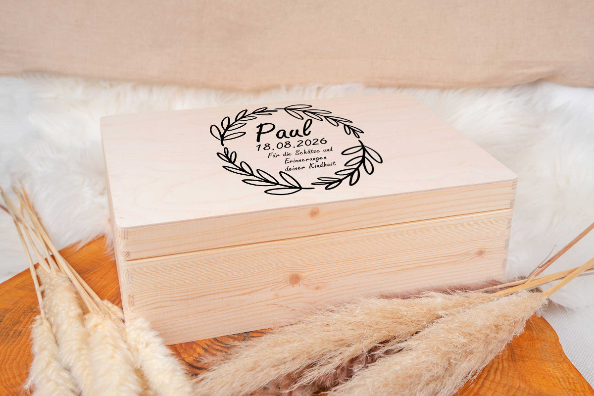 Personalisierte Erinnerungskiste mit Wunschgravur für Kinder