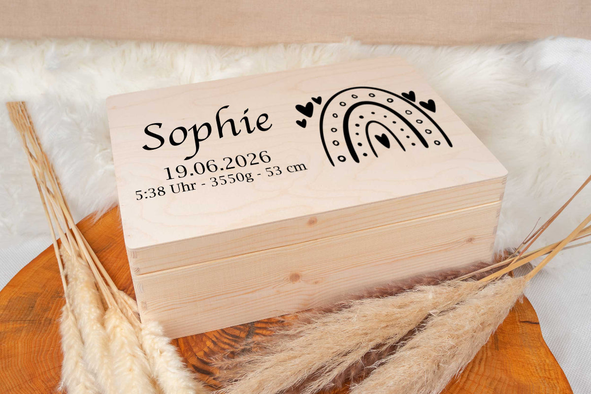 Personalisierte Erinnerungskiste mit Wunschgravur für Kinder
