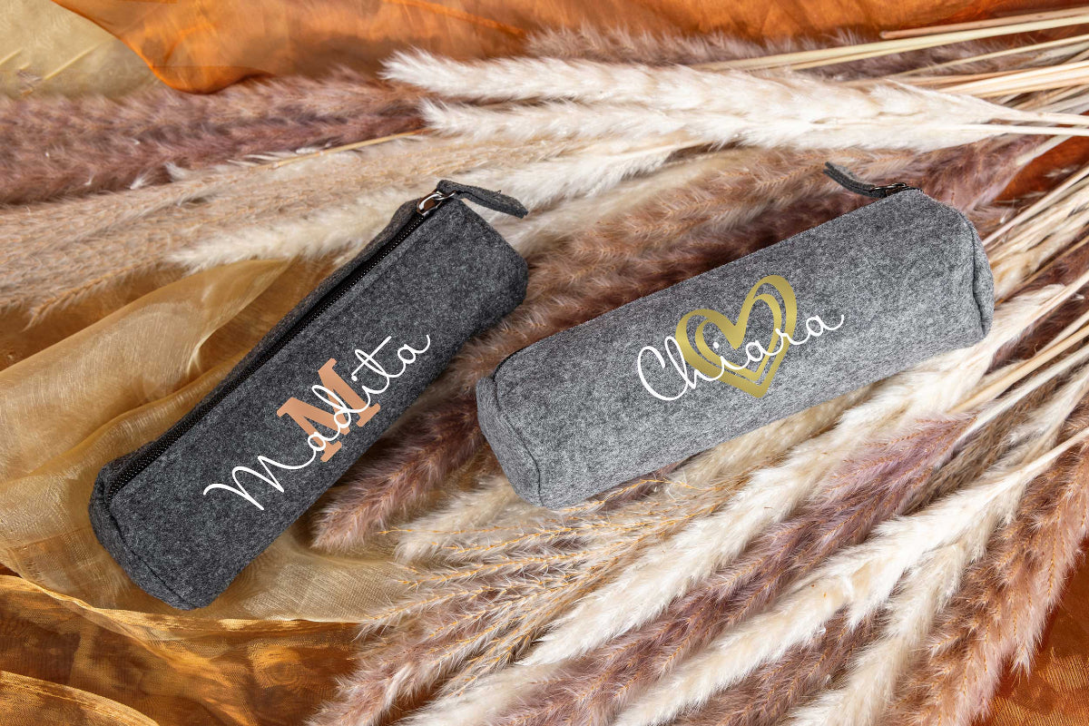 Federmappe aus Filz personalisiert mit Namen