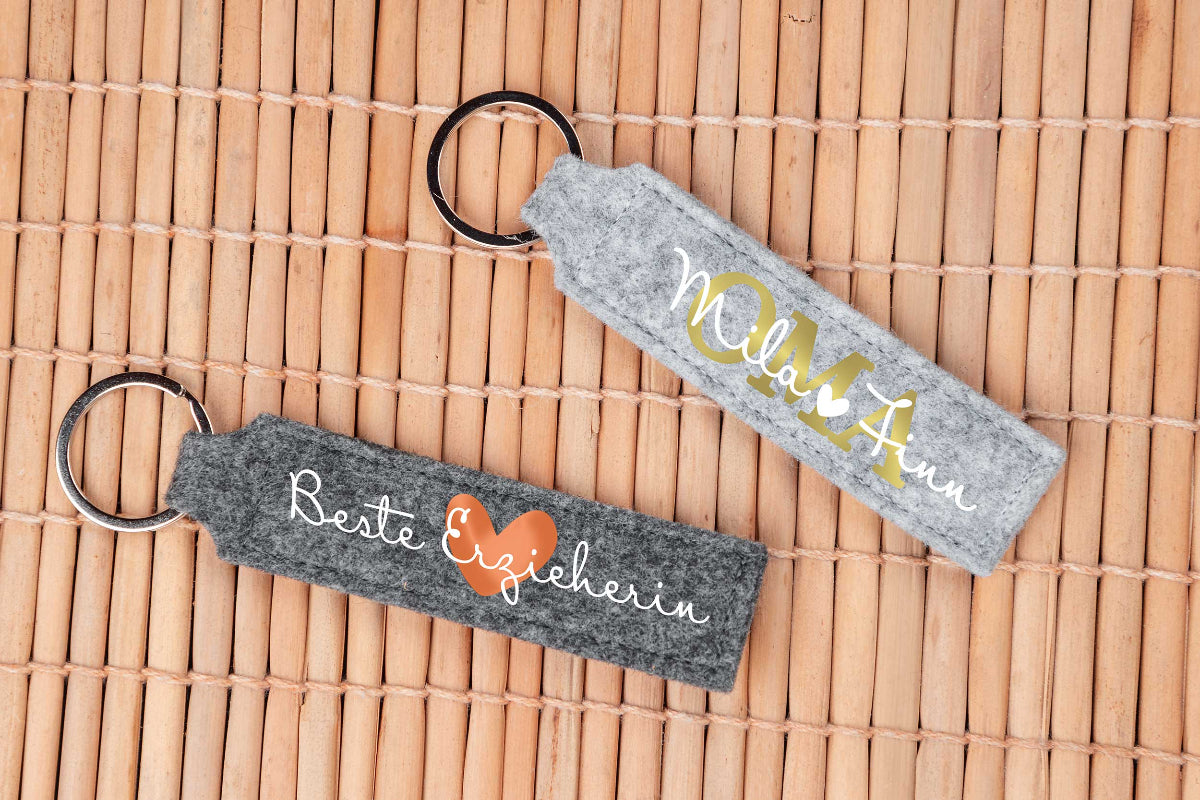 Schlüsselanhänger personalisiert mit Namen aus Filz