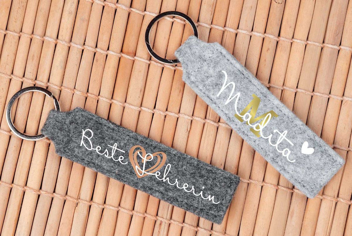Schlüsselanhänger personalisiert mit Namen aus Filz