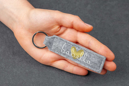 Schlüsselanhänger personalisiert mit Namen aus Filz