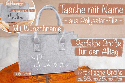 Filztasche personalisiert mit Name - Einkaufstasche, Shopper