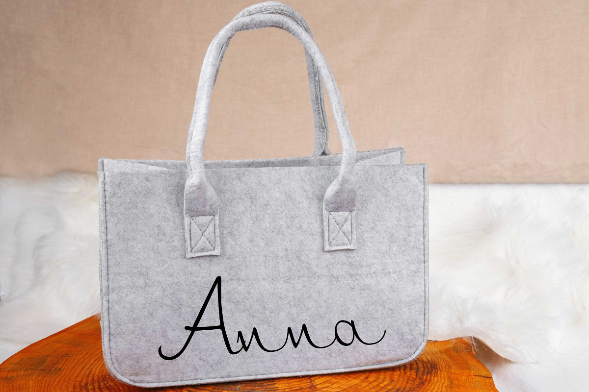 Filztasche personalisiert mit Name - Einkaufstasche, Shopper