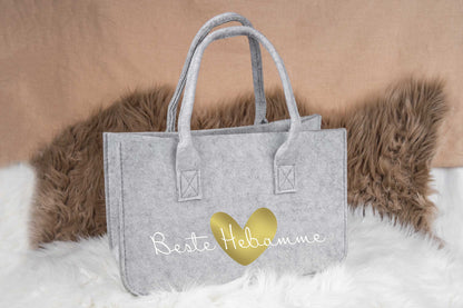Tasche aus Filz personalisiert mit Name - Einkaufstasche, Shopper