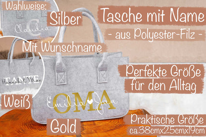 Tasche aus Filz personalisiert mit Name - Einkaufstasche, Shopper
