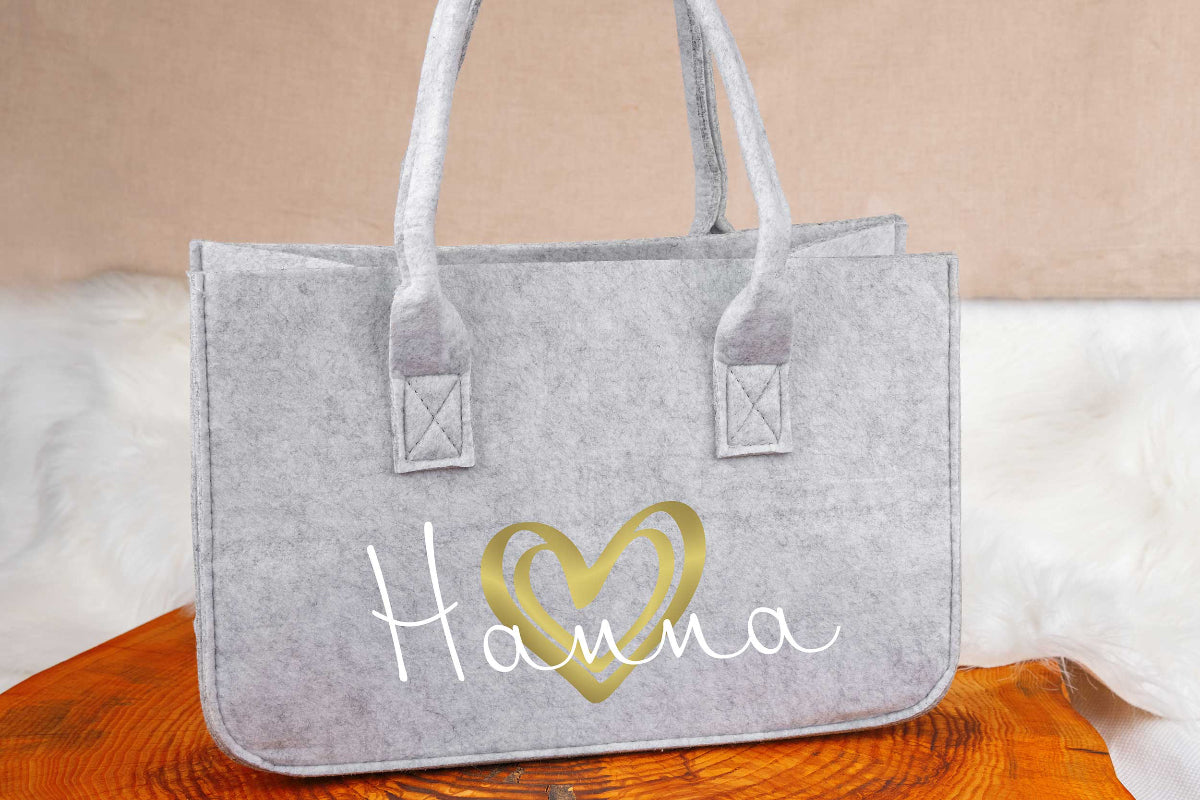 Tasche aus Filz personalisiert mit Name - Einkaufstasche, Shopper
