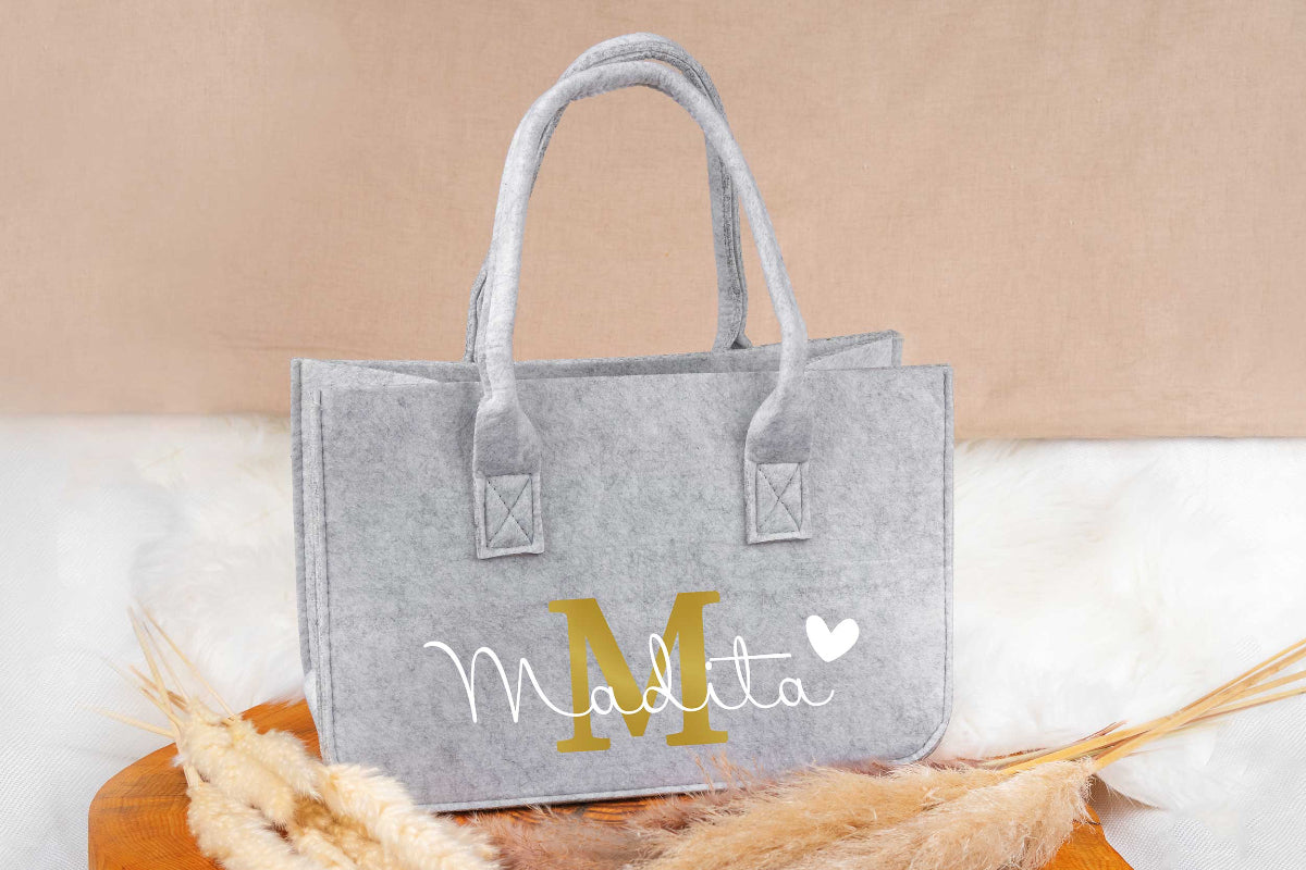 Tasche aus Filz personalisiert mit Name - Einkaufstasche, Shopper