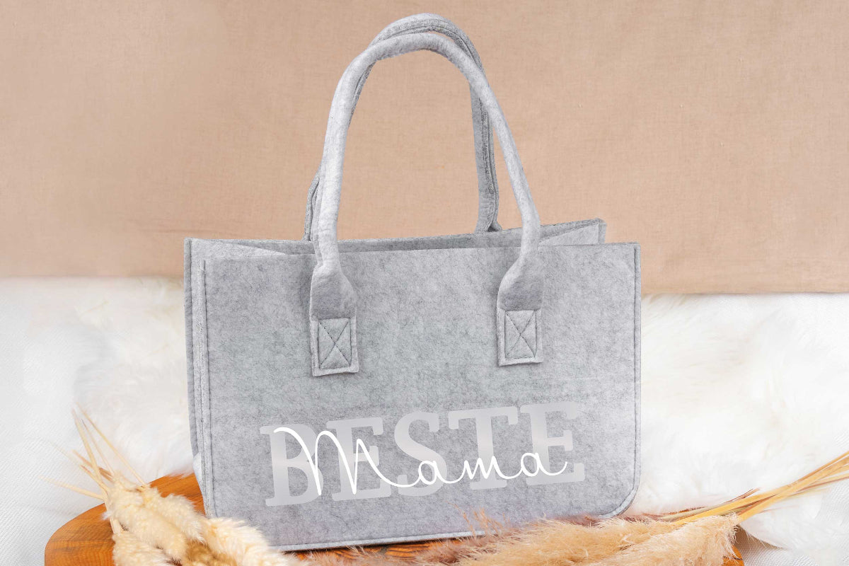 Tasche aus Filz personalisiert mit Name - Einkaufstasche, Shopper